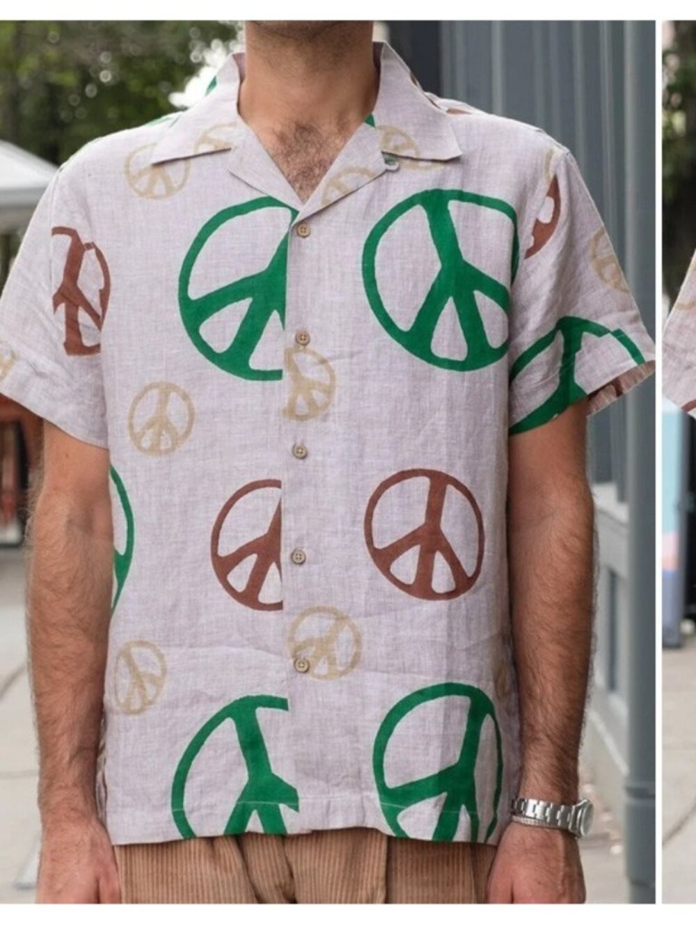 3Sixteen 3sixteen’s 20th Anniversary Linen Vacation Peace Sign Shirt Large